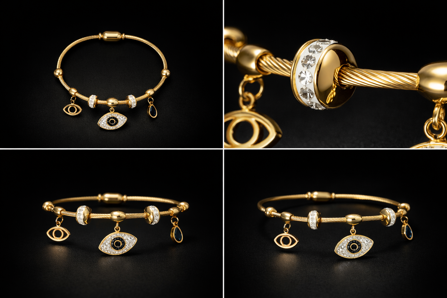 Gold Evil Eye Charm Bracelet