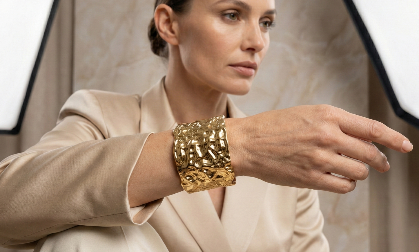 Molten Gold Sculpted Hand Cuff