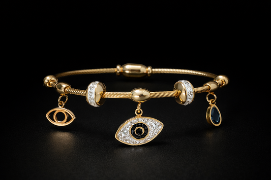 Gold Evil Eye Charm Bracelet