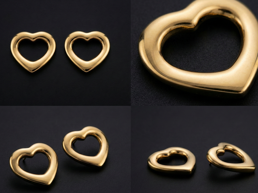 Gold Open Hear Earring